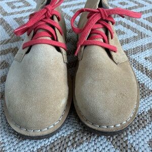 L.L. Bean Tan Suede Kids Boots with Orange Laces